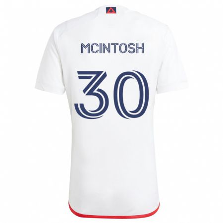 Kandiny Enfant Maillot Damario Mcintosh #30 Blanc Rouge Tenues Extérieur 2024/25 T-Shirt