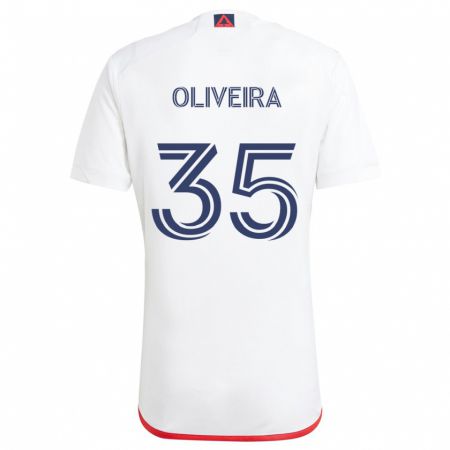 Kandiny Enfant Maillot Cristiano Oliveira #35 Blanc Rouge Tenues Extérieur 2024/25 T-Shirt