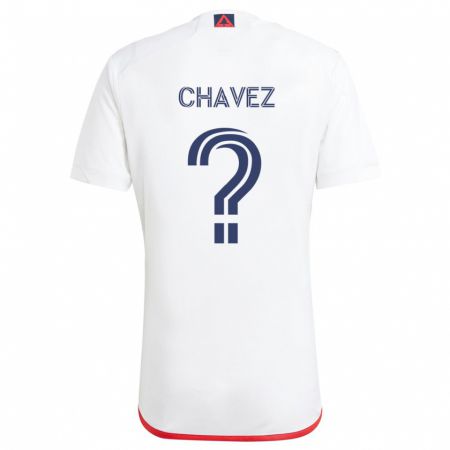 Kandiny Enfant Maillot Gabriel Chávez #0 Blanc Rouge Tenues Extérieur 2024/25 T-Shirt