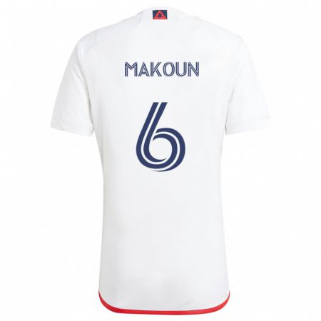 Kandiny Enfant Maillot Christian Makoun #6 Blanc Rouge Tenues Extérieur 2024/25 T-Shirt