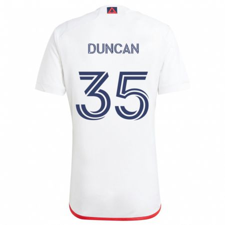 Kandiny Enfant Maillot Nakye Greenidge-Duncan #35 Blanc Rouge Tenues Extérieur 2024/25 T-Shirt