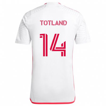 Kandiny Enfant Maillot Tomas Totland #14 Blanc Rouge Tenues Extérieur 2024/25 T-Shirt