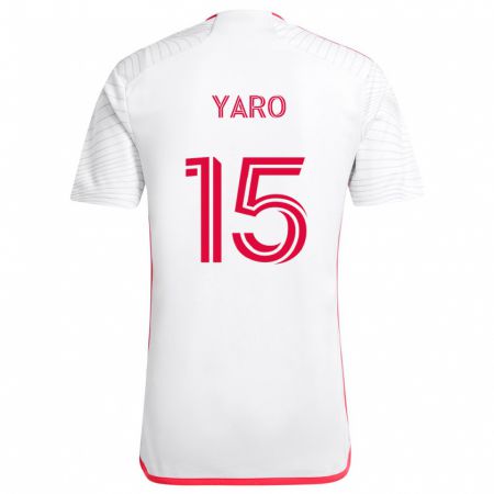 Kandiny Enfant Maillot Joshua Yaro #15 Blanc Rouge Tenues Extérieur 2024/25 T-Shirt