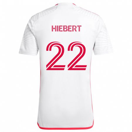 Kandiny Enfant Maillot Kyle Hiebert #22 Blanc Rouge Tenues Extérieur 2024/25 T-Shirt