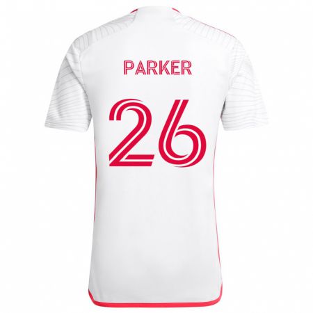 Kandiny Enfant Maillot Tim Parker #26 Blanc Rouge Tenues Extérieur 2024/25 T-Shirt