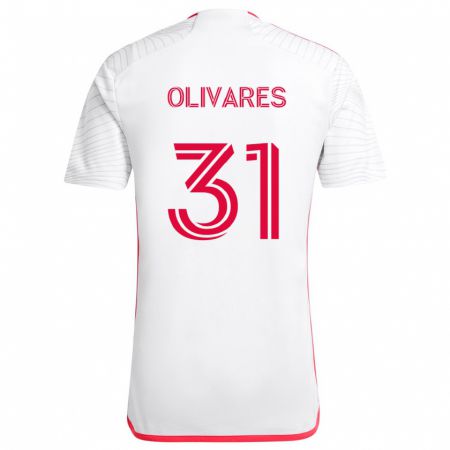 Kandiny Enfant Maillot Christian Olivares #31 Blanc Rouge Tenues Extérieur 2024/25 T-Shirt