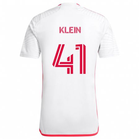 Kandiny Enfant Maillot Johnny Klein #41 Blanc Rouge Tenues Extérieur 2024/25 T-Shirt