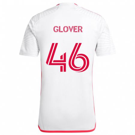 Kandiny Enfant Maillot Caden Glover #46 Blanc Rouge Tenues Extérieur 2024/25 T-Shirt