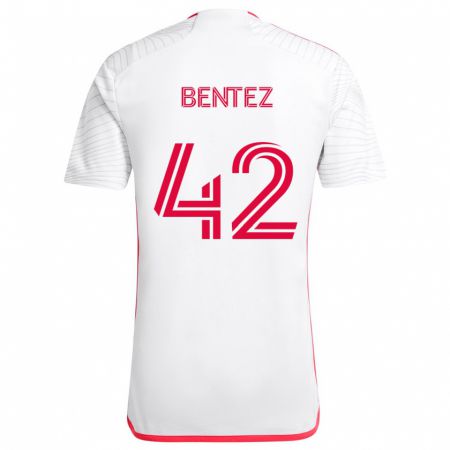 Kandiny Enfant Maillot Óscar Benítez #42 Blanc Rouge Tenues Extérieur 2024/25 T-Shirt