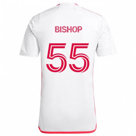 Kandiny Enfant Maillot Nick Bishop #55 Blanc Rouge Tenues Extérieur 2024/25 T-Shirt