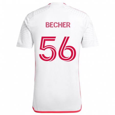 Kandiny Enfant Maillot Ryan Becher #56 Blanc Rouge Tenues Extérieur 2024/25 T-Shirt