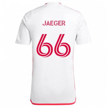 Kandiny Enfant Maillot Kai Jaeger #66 Blanc Rouge Tenues Extérieur 2024/25 T-Shirt