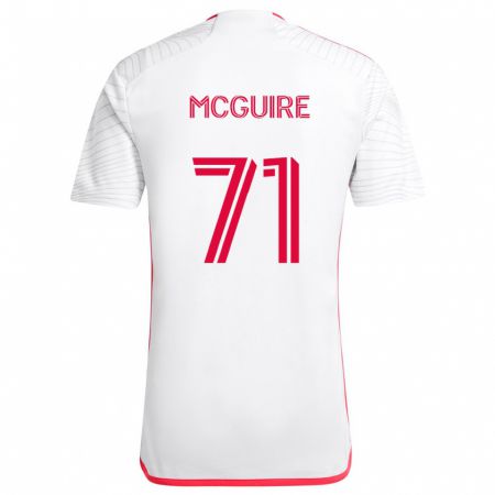 Kandiny Enfant Maillot Nolan Mcguire #71 Blanc Rouge Tenues Extérieur 2024/25 T-Shirt