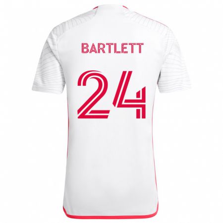 Kandiny Enfant Maillot Lucas Bartlett #24 Blanc Rouge Tenues Extérieur 2024/25 T-Shirt