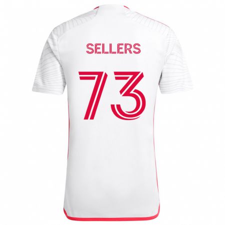 Kandiny Enfant Maillot Braydon Sellers #73 Blanc Rouge Tenues Extérieur 2024/25 T-Shirt