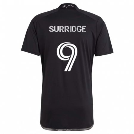 Kandiny Enfant Maillot Sam Surridge #9 Noir Tenues Extérieur 2024/25 T-Shirt