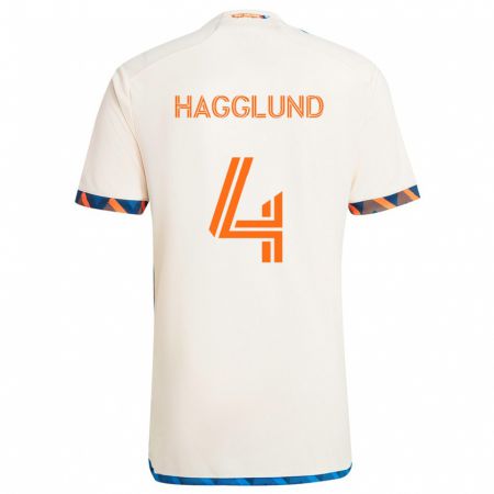 Kandiny Enfant Maillot Nick Hagglund #4 Blanc Orange Tenues Extérieur 2024/25 T-Shirt