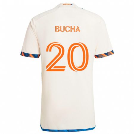 Kandiny Enfant Maillot Pavel Bucha #20 Blanc Orange Tenues Extérieur 2024/25 T-Shirt