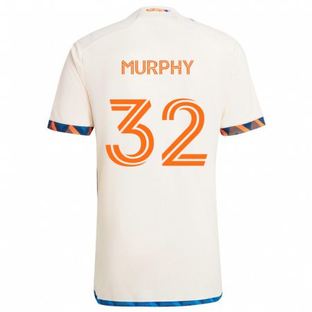 Kandiny Enfant Maillot Ian Murphy #32 Blanc Orange Tenues Extérieur 2024/25 T-Shirt