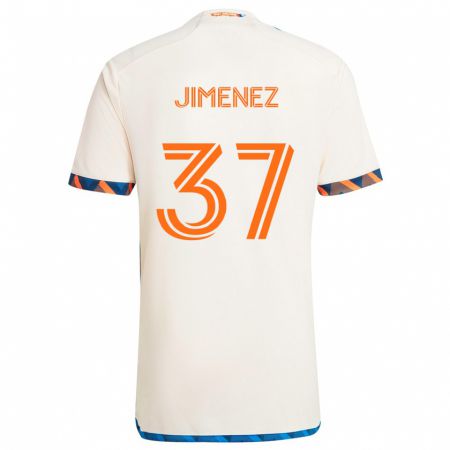 Kandiny Enfant Maillot Stiven Jimenez #37 Blanc Orange Tenues Extérieur 2024/25 T-Shirt