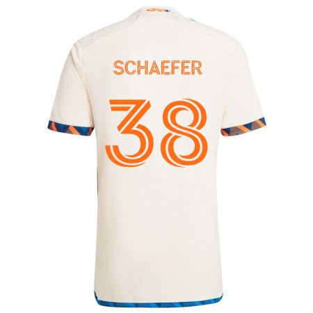 Kandiny Enfant Maillot Brian Schaefer #38 Blanc Orange Tenues Extérieur 2024/25 T-Shirt