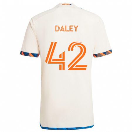 Kandiny Enfant Maillot Amir Daley #42 Blanc Orange Tenues Extérieur 2024/25 T-Shirt