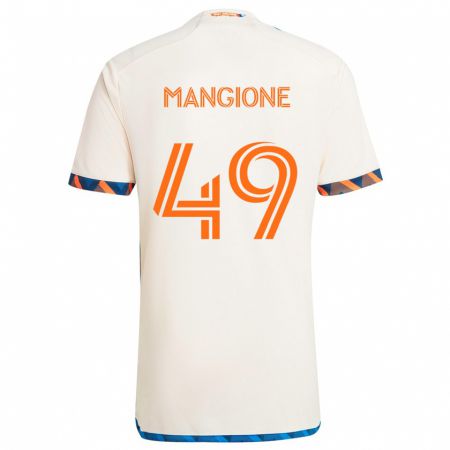 Kandiny Enfant Maillot Peter Mangione #49 Blanc Orange Tenues Extérieur 2024/25 T-Shirt