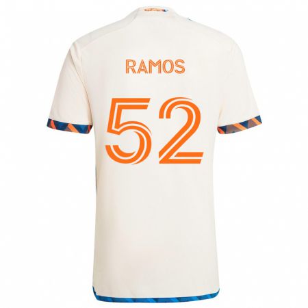 Kandiny Enfant Maillot Yair Ramos #52 Blanc Orange Tenues Extérieur 2024/25 T-Shirt