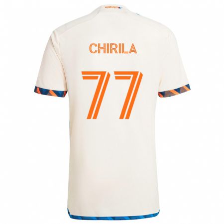 Kandiny Enfant Maillot Stefan Chirila #77 Blanc Orange Tenues Extérieur 2024/25 T-Shirt