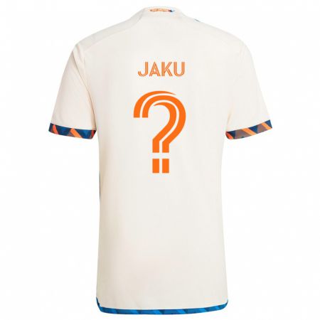 Kandiny Enfant Maillot John Jaku #0 Blanc Orange Tenues Extérieur 2024/25 T-Shirt