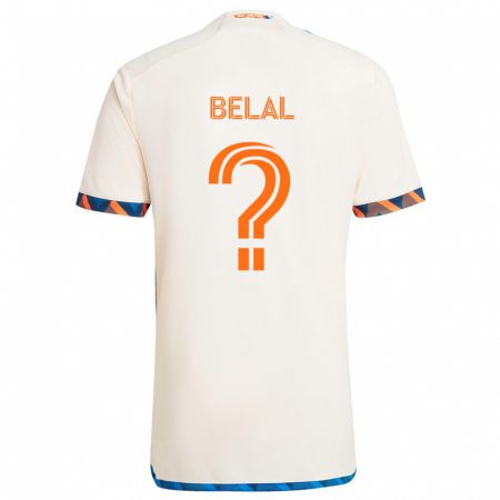 Kandiny Enfant Maillot Ryan Belal #0 Blanc Orange Tenues Extérieur 2024/25 T-Shirt