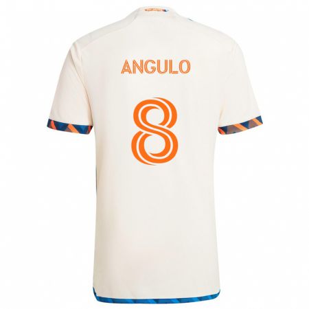 Kandiny Enfant Maillot Marco Angulo #8 Blanc Orange Tenues Extérieur 2024/25 T-Shirt