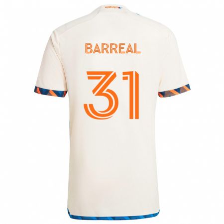 Kandiny Enfant Maillot Álvaro Barreal #31 Blanc Orange Tenues Extérieur 2024/25 T-Shirt