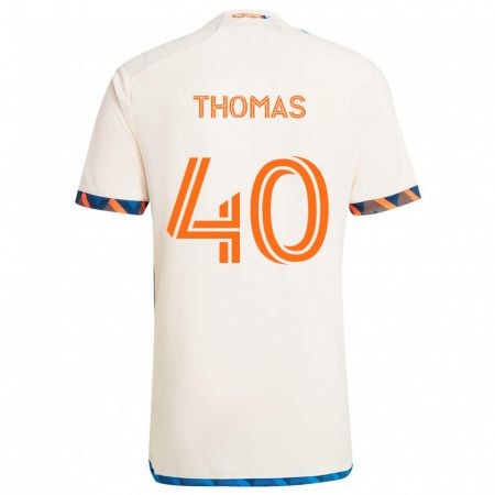 Kandiny Enfant Maillot Kai Thomas #40 Blanc Orange Tenues Extérieur 2024/25 T-Shirt