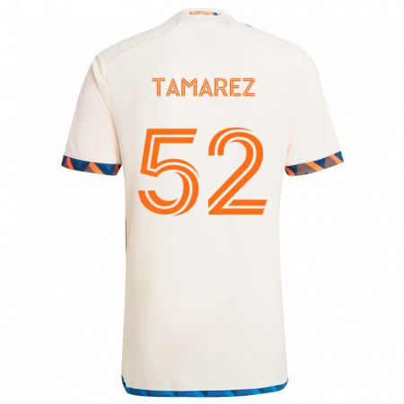 Kandiny Enfant Maillot Lucas Tamarez #52 Blanc Orange Tenues Extérieur 2024/25 T-Shirt