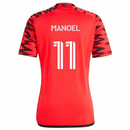 Kandiny Enfant Maillot Elias Manoel #11 Rouge Noir Blanc Tenues Extérieur 2024/25 T-Shirt