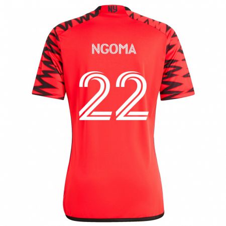 Kandiny Enfant Maillot Serge Ngoma #22 Rouge Noir Blanc Tenues Extérieur 2024/25 T-Shirt