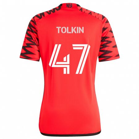 Kandiny Enfant Maillot John Tolkin #47 Rouge Noir Blanc Tenues Extérieur 2024/25 T-Shirt