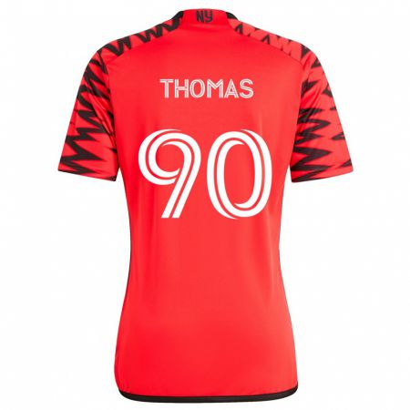 Kandiny Enfant Maillot Oladayo Thomas #90 Rouge Noir Blanc Tenues Extérieur 2024/25 T-Shirt