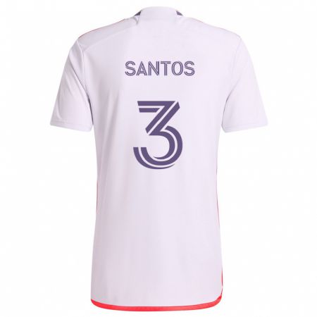 Kandiny Enfant Maillot Rafael Santos #3 Blanc Rouge Violet Tenues Extérieur 2024/25 T-Shirt