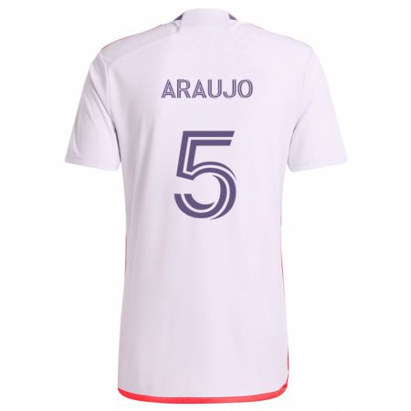 Kandiny Enfant Maillot César Araújo #5 Blanc Rouge Violet Tenues Extérieur 2024/25 T-Shirt