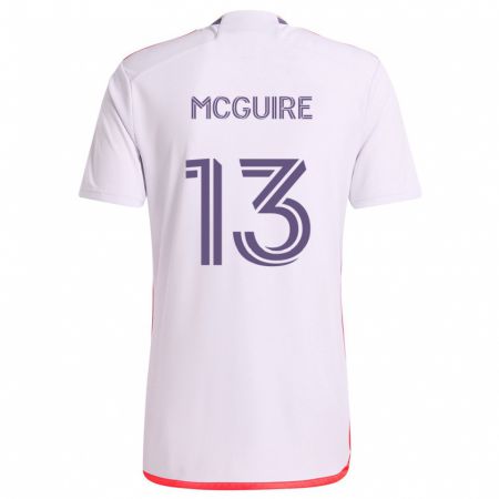 Kandiny Enfant Maillot Duncan Mcguire #13 Blanc Rouge Violet Tenues Extérieur 2024/25 T-Shirt