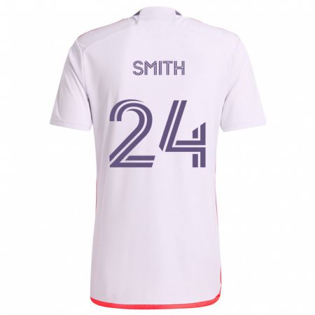 Kandiny Enfant Maillot Kyle Smith #24 Blanc Rouge Violet Tenues Extérieur 2024/25 T-Shirt