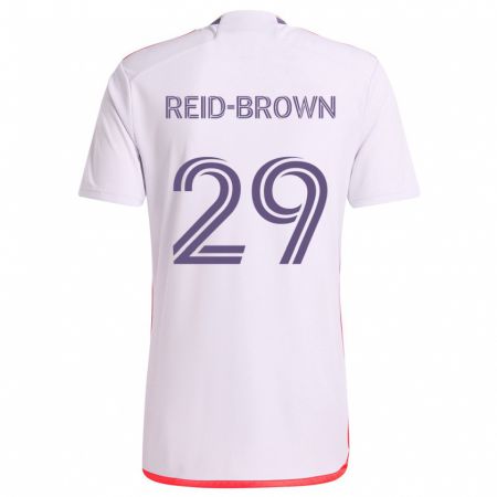 Kandiny Enfant Maillot Tahir Reid-Brown #29 Blanc Rouge Violet Tenues Extérieur 2024/25 T-Shirt