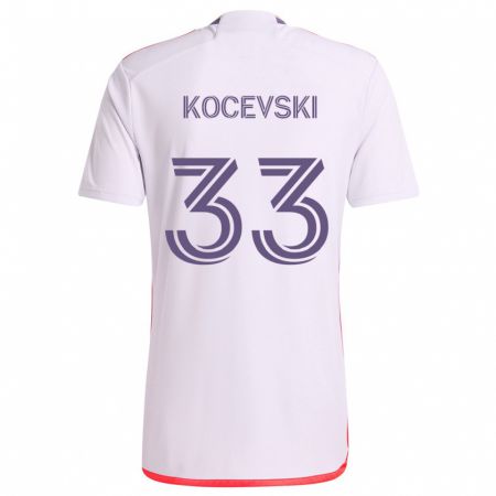 Kandiny Enfant Maillot Jeorgio Kocevski #33 Blanc Rouge Violet Tenues Extérieur 2024/25 T-Shirt