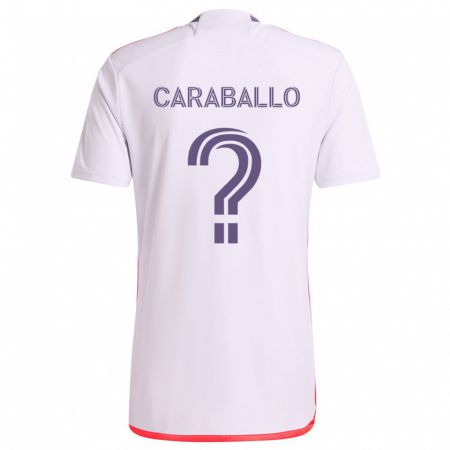 Kandiny Enfant Maillot Gustavo Caraballo #0 Blanc Rouge Violet Tenues Extérieur 2024/25 T-Shirt