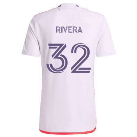 Kandiny Enfant Maillot Wilfredo Rivera #32 Blanc Rouge Violet Tenues Extérieur 2024/25 T-Shirt