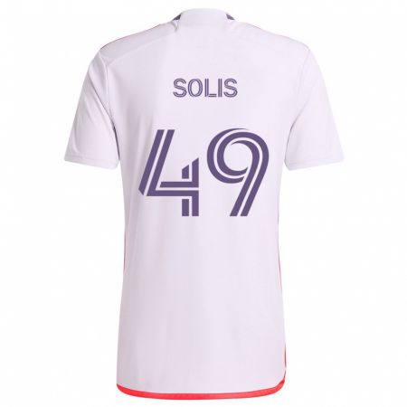 Kandiny Enfant Maillot Jhon Solís #49 Blanc Rouge Violet Tenues Extérieur 2024/25 T-Shirt