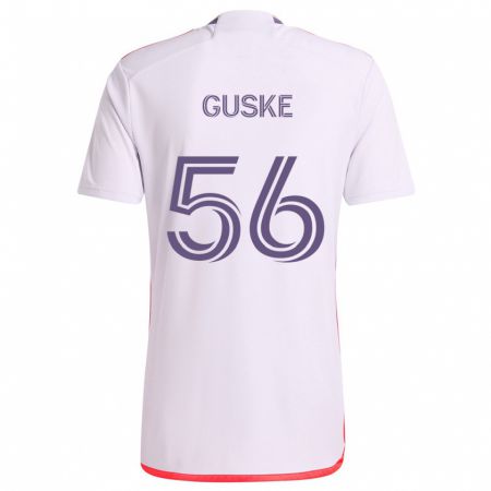 Kandiny Enfant Maillot Colin Guske #56 Blanc Rouge Violet Tenues Extérieur 2024/25 T-Shirt