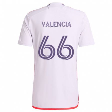 Kandiny Enfant Maillot Yeiler Valencia #66 Blanc Rouge Violet Tenues Extérieur 2024/25 T-Shirt